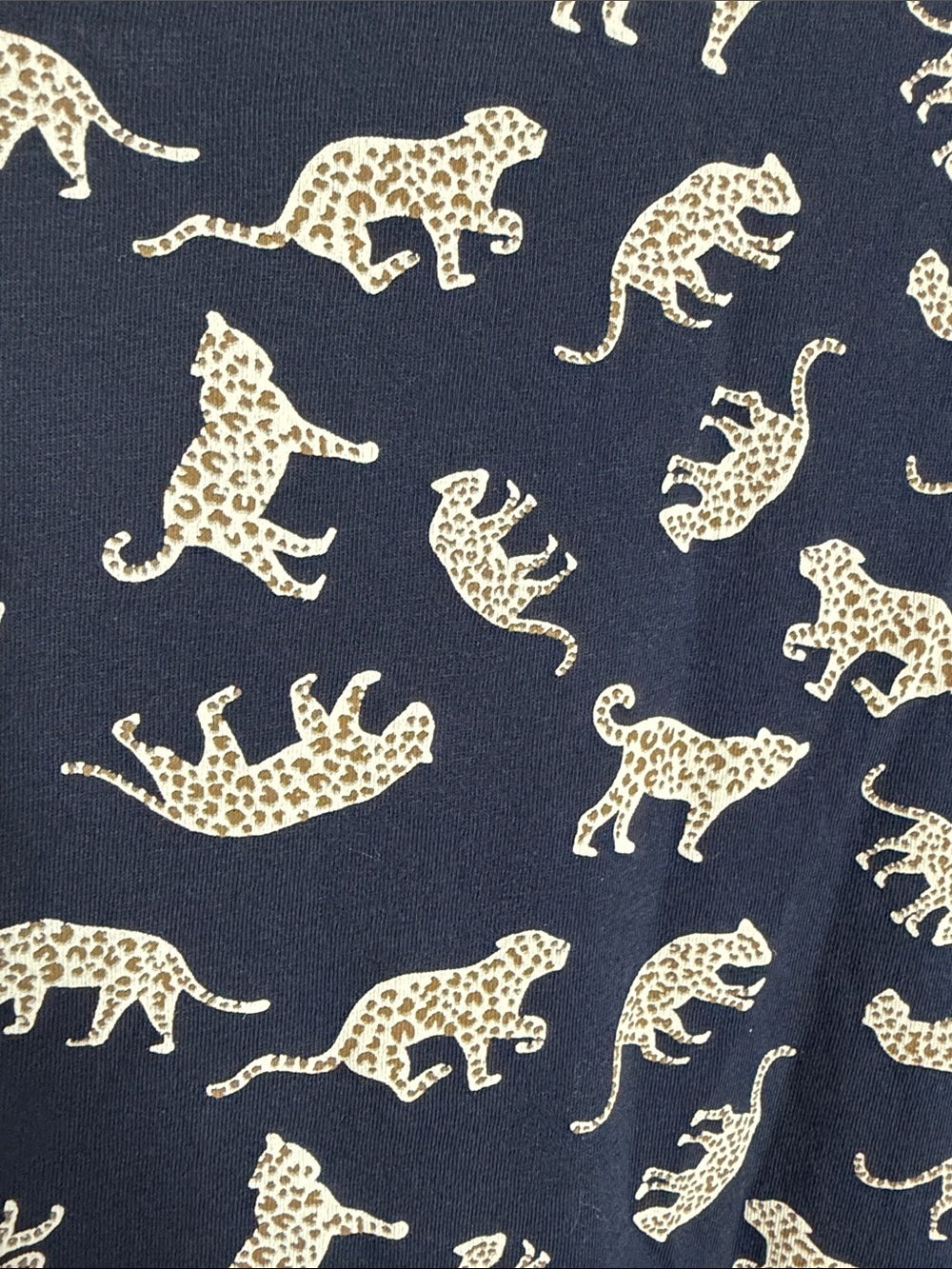 J. Crew 100% Cotton Navy Tee with Cream Leopard Motif Knit Top - Picture 7 of 9